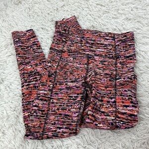 Lululemon Fast and Free Tight II 25" *Nulux Flash Pleat Orange Multi